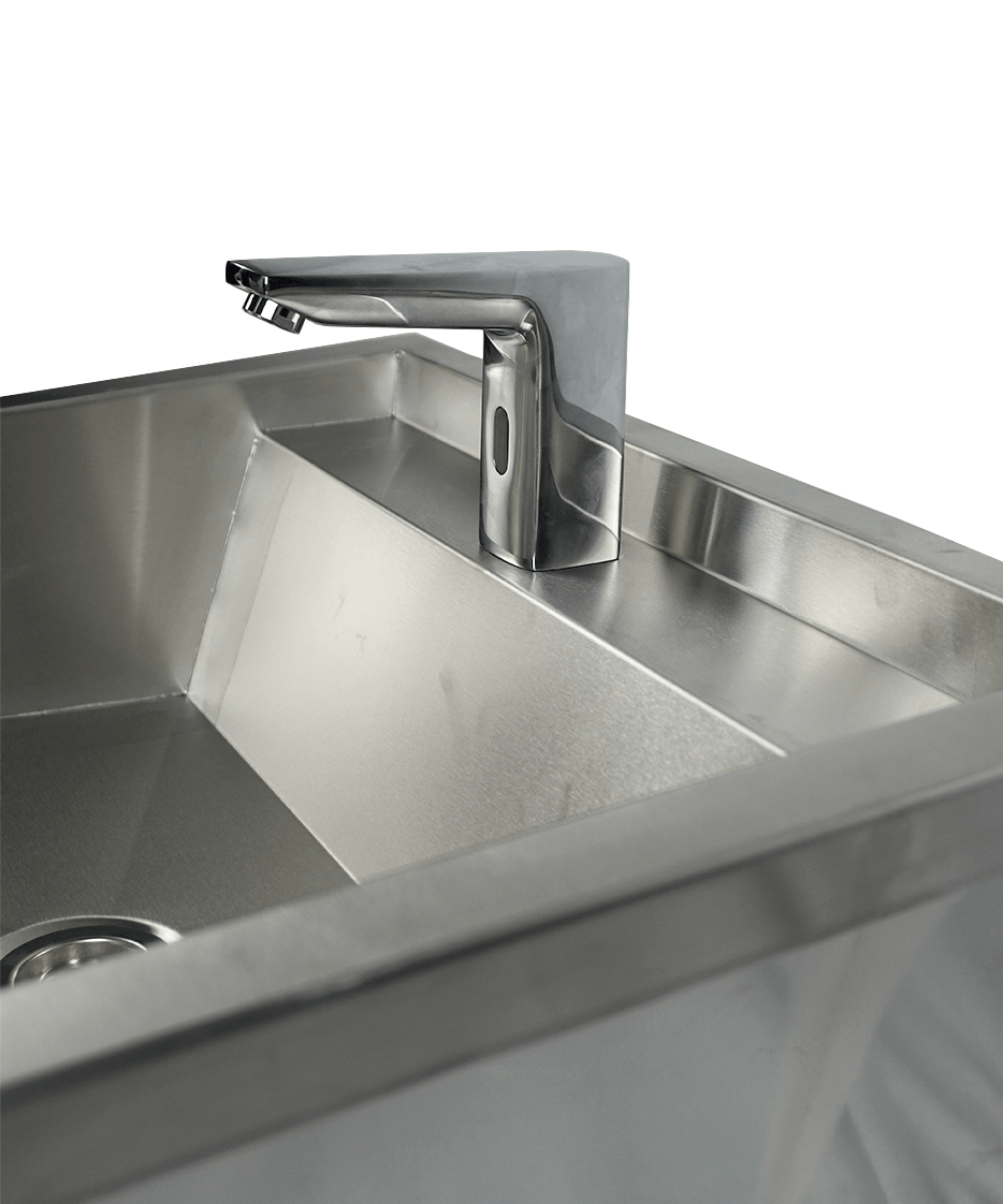 RVS WASBAK 1 KRAAN 600MM INCLUSIEF AFVOERPLUG EN SPATSCHERM, EXCLUSIEF KRAAN - aanvullende productfoto 5
