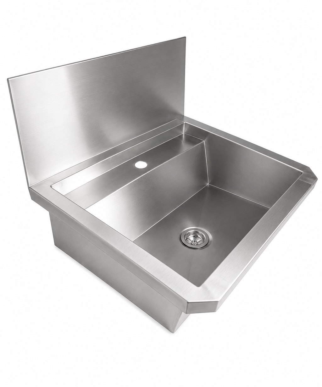 RVS WASBAK 1 KRAAN 600MM INCLUSIEF AFVOERPLUG EN SPATSCHERM, EXCLUSIEF KRAAN - aanvullende productfoto 2