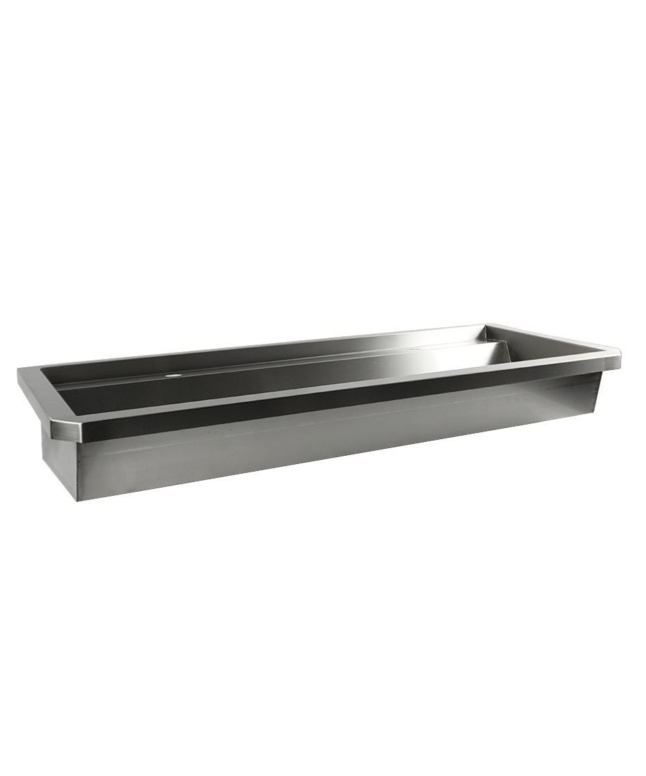 RVS WASBAK 2 KRANEN 1200MM INCLUSIEF AFVOERPLUG EN SPATSCHERM, EXCLUSIEF KRANEN - aanvullende productfoto 1