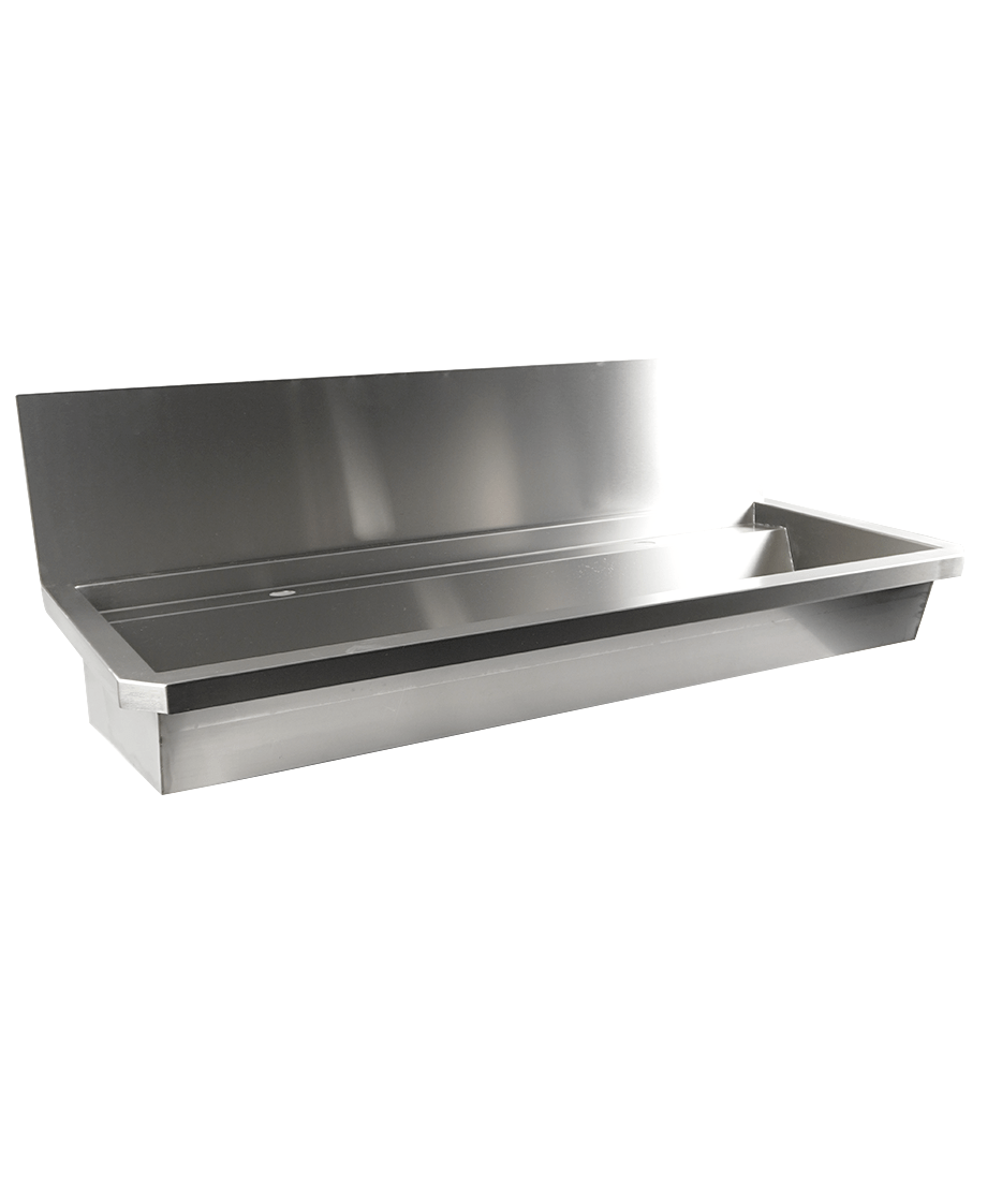 RVS WASBAK 2 KRANEN 1200MM INCLUSIEF AFVOERPLUG EN SPATSCHERM, EXCLUSIEF KRANEN - aanvullende productfoto 10
