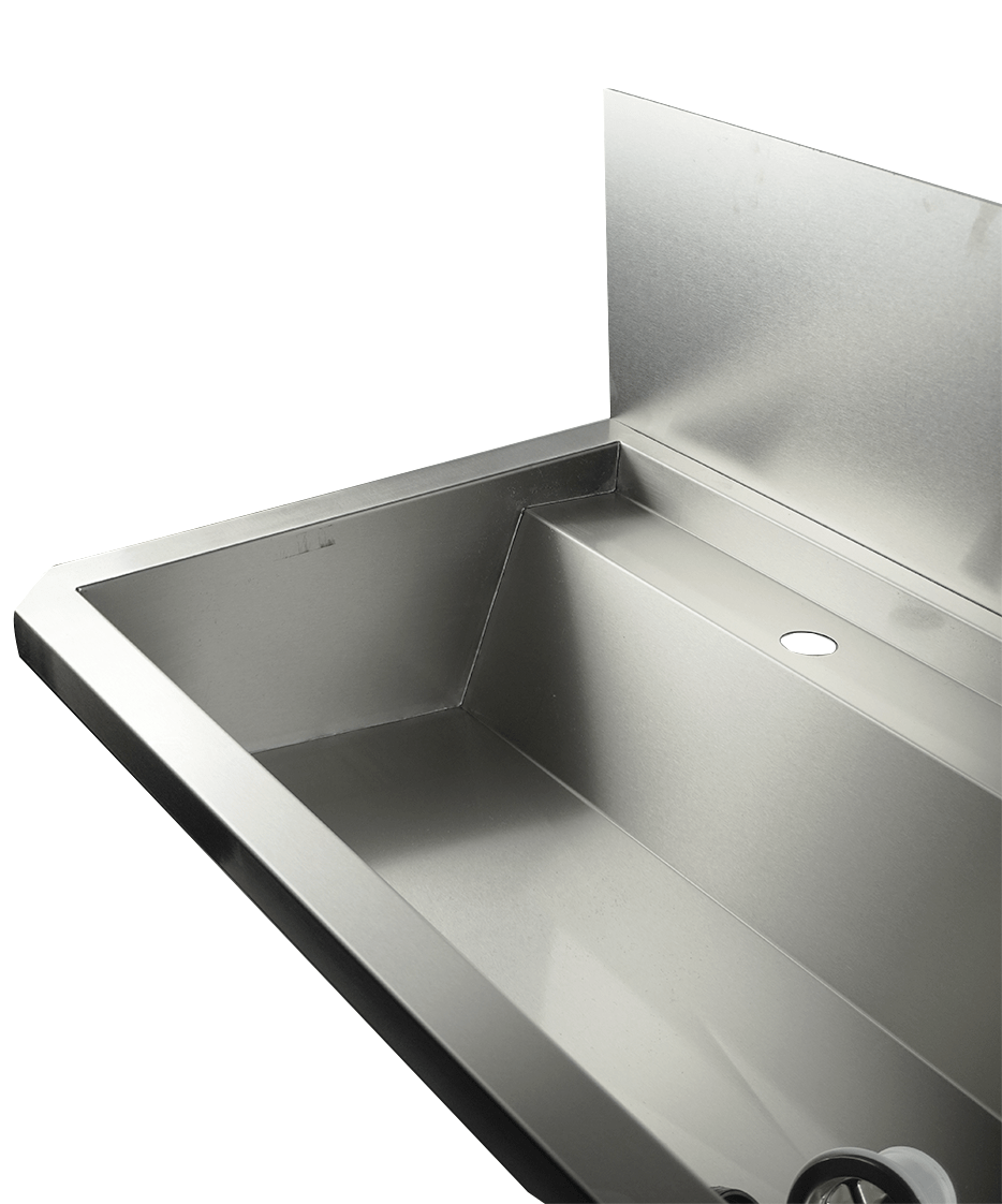 RVS WASBAK 2 KRANEN 1200MM INCLUSIEF AFVOERPLUG EN SPATSCHERM, EXCLUSIEF KRANEN - aanvullende productfoto 12