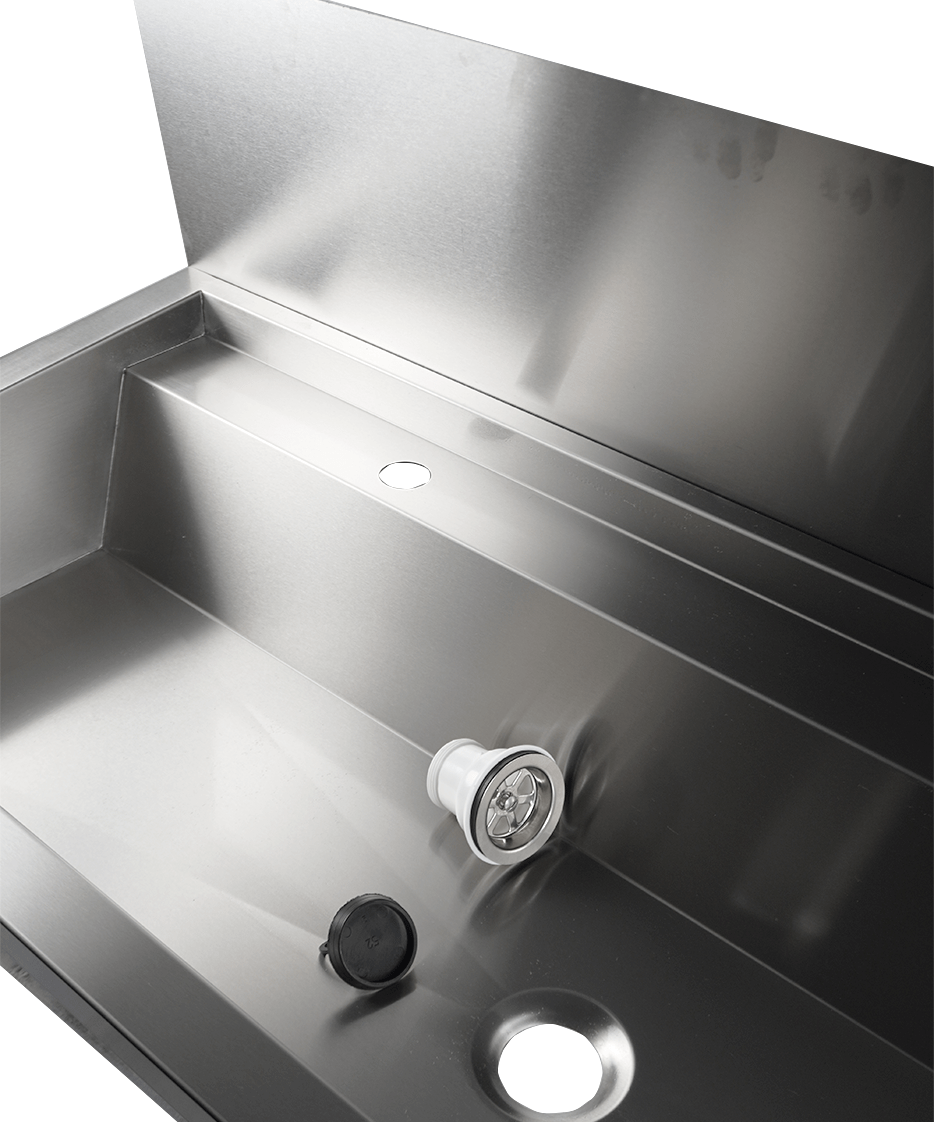 RVS WASBAK 2 KRANEN 1200MM INCLUSIEF AFVOERPLUG EN SPATSCHERM, EXCLUSIEF KRANEN - aanvullende productfoto 13