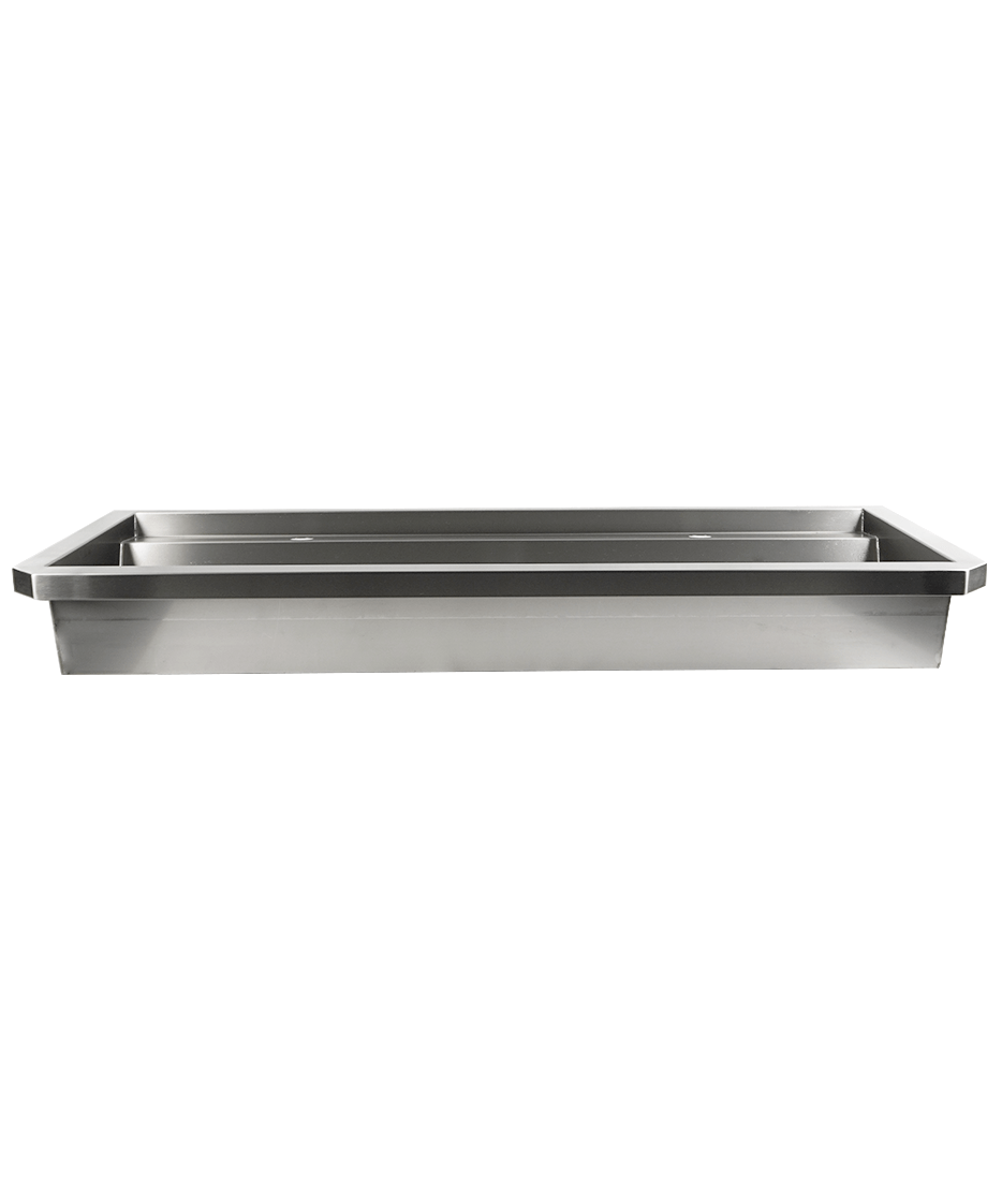 RVS WASBAK 2 KRANEN 1200MM INCLUSIEF AFVOERPLUG EN SPATSCHERM, EXCLUSIEF KRANEN - aanvullende productfoto 2