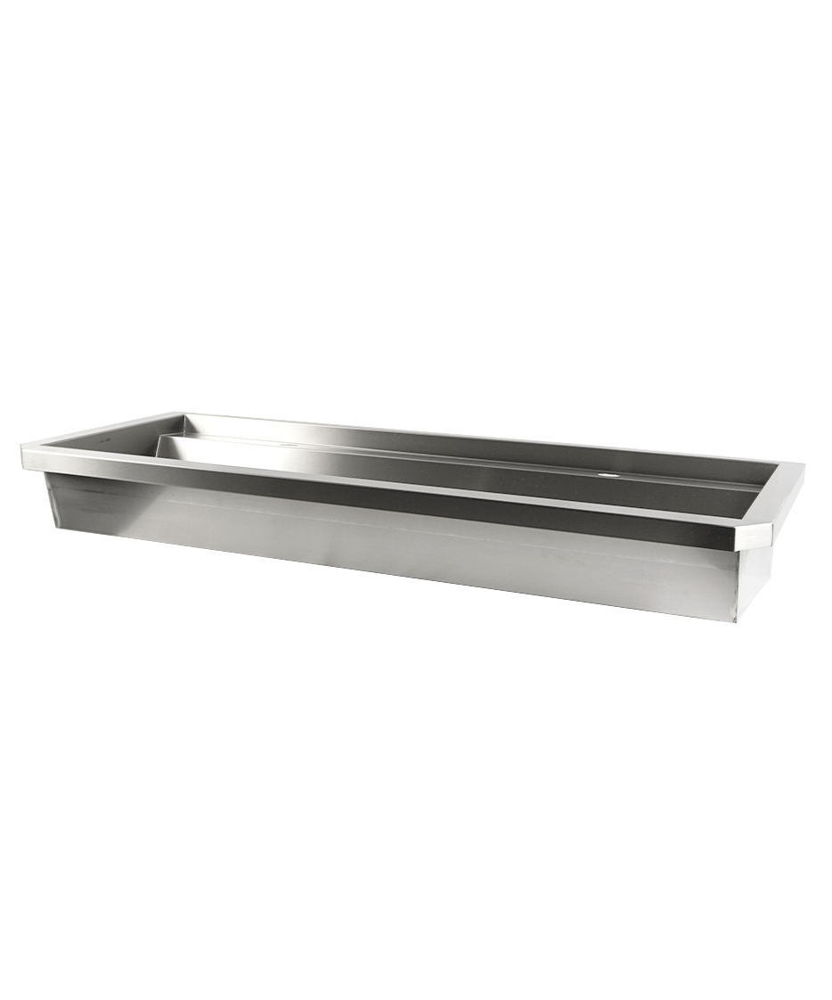 RVS WASBAK 2 KRANEN 1200MM INCLUSIEF AFVOERPLUG EN SPATSCHERM, EXCLUSIEF KRANEN - aanvullende productfoto 3