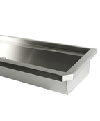 RVS WASBAK 2 KRANEN 1200MM INCLUSIEF AFVOERPLUG EN SPATSCHERM, EXCLUSIEF KRANEN - aanvullende productfoto 4
