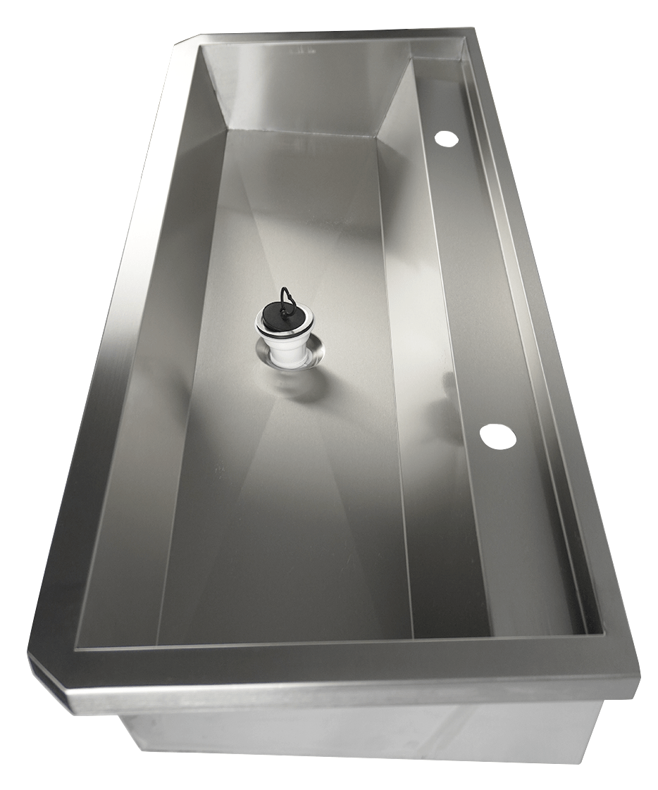 RVS WASBAK 2 KRANEN 1200MM INCLUSIEF AFVOERPLUG EN SPATSCHERM, EXCLUSIEF KRANEN - aanvullende productfoto 6