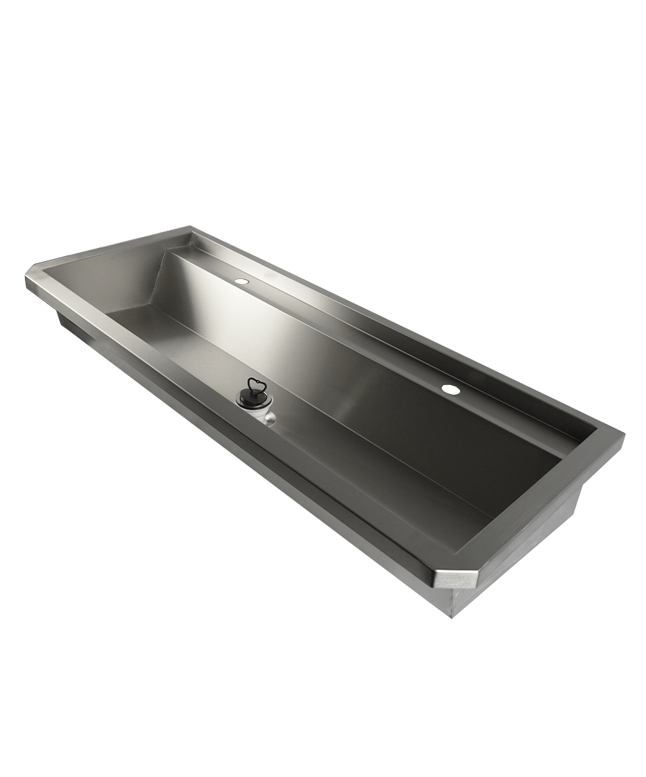 RVS WASBAK 2 KRANEN 1200MM INCLUSIEF AFVOERPLUG EN SPATSCHERM, EXCLUSIEF KRANEN - aanvullende productfoto 8