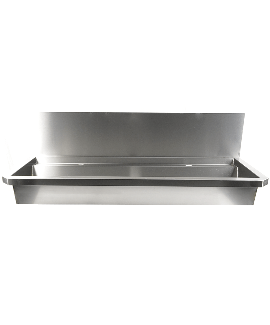 RVS WASBAK 2 KRANEN 1200MM INCLUSIEF AFVOERPLUG EN SPATSCHERM, EXCLUSIEF KRANEN - aanvullende productfoto 9