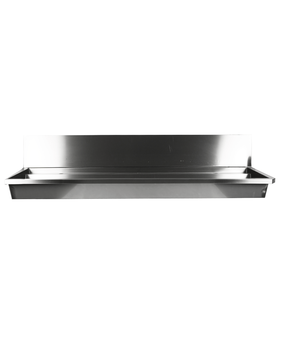 RVS WASBAK 3 KRANEN 1800MM INCLUSIEF AFVOERPLUG EN SPATSCHERM, EXCLUSIEF KRANEN - aanvullende productfoto 1