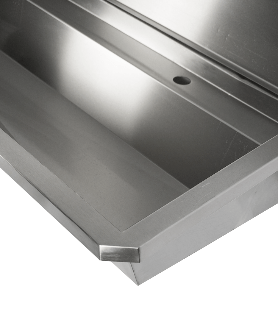 RVS WASBAK 3 KRANEN 1800MM INCLUSIEF AFVOERPLUG EN SPATSCHERM, EXCLUSIEF KRANEN - aanvullende productfoto 6