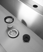 RVS WASBAK 3 KRANEN 1800MM INCLUSIEF AFVOERPLUG EN SPATSCHERM, EXCLUSIEF KRANEN - aanvullende productfoto 5
