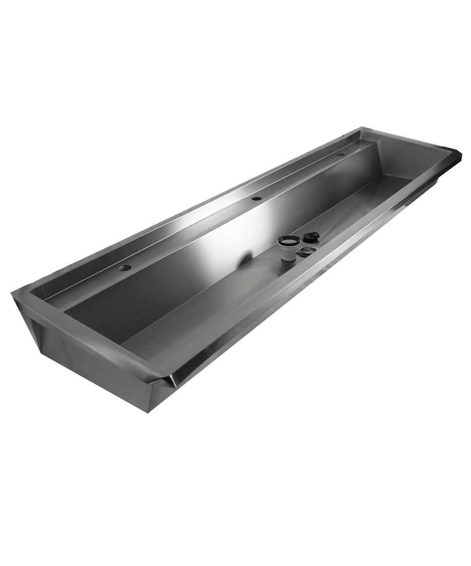 RVS WASBAK 3 KRANEN 1800MM INCLUSIEF AFVOERPLUG EN SPATSCHERM, EXCLUSIEF KRANEN - aanvullende productfoto 8