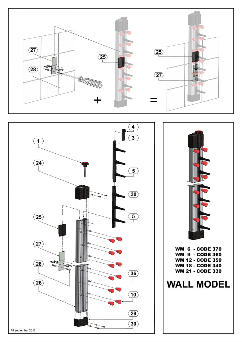 BORDENREK WANDMODEL 12 - aanvullende productfoto 2