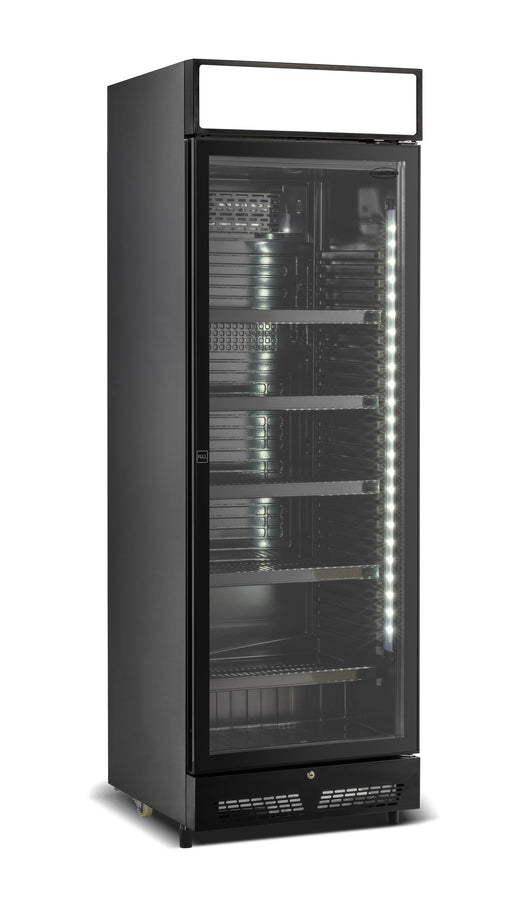 Drankenkoelkast 1 glasdeur zwart met lichtbak SVE-450 blc - Combisteel 7086.0010