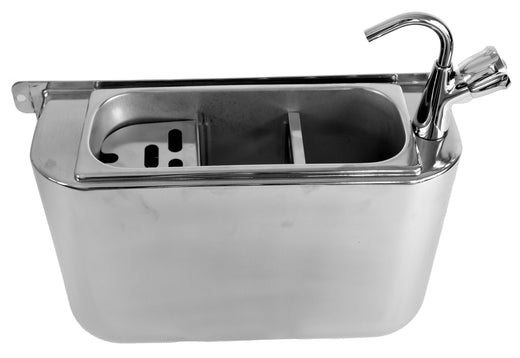 Ijslepel spoelbak met kraan 410X120X270 met waterafvoergat, wateraansluiting en standpijp - Combisteel 7108.0025