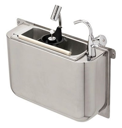 Ijslepel spoelbak met kraan en ijslepeldouche 410X120X270 met waterafvoergat, wateraansluiting en standpijp - Combisteel 7108.0040