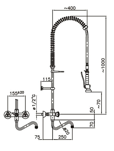 SPOELDOUCHE WANDMODEL - aanvullende productfoto 1
