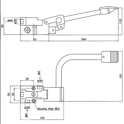 Foot operation indirect 1 pedal - Combisteel 7212.0055