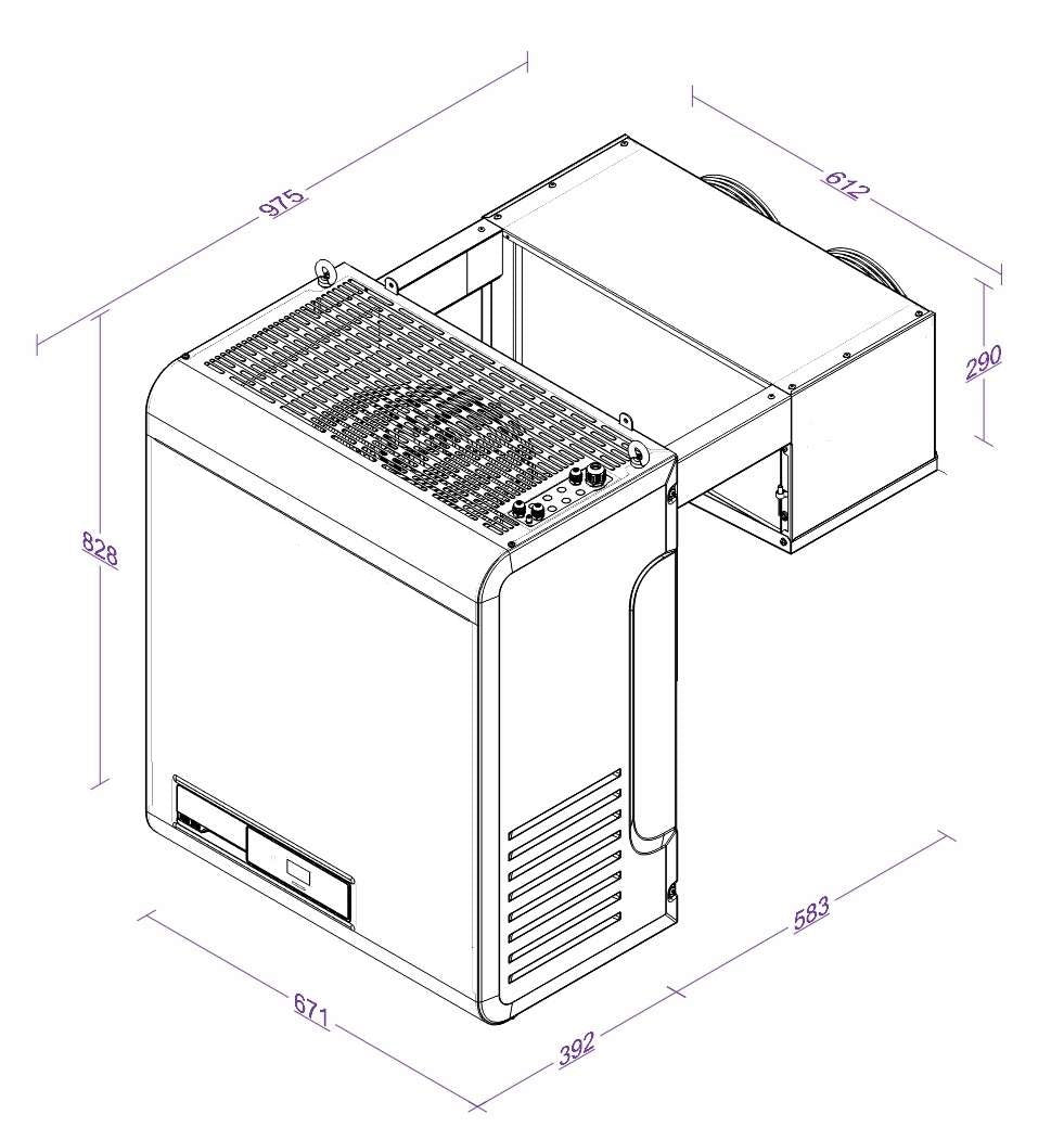 Wall-mounted refrigeration unit 21-36,7 M3 with online connection - Combisteel 7265.0020