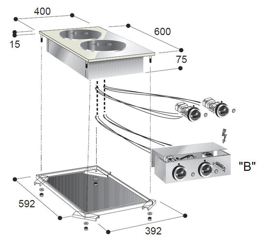 Elektrische kookunit 2 pl. - Combisteel 7266.0025