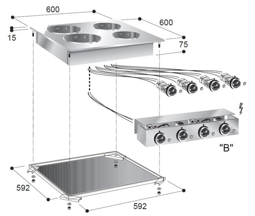 Elektrische kookunit 4 pl. - Combisteel 7266.0030