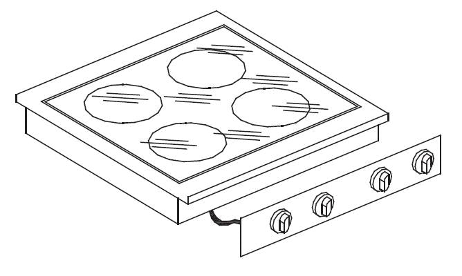 Ceramic cooking unit 4 zones - Combisteel 7266.0040