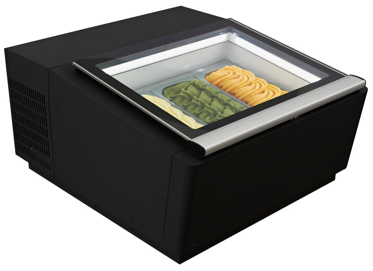 Countertop ice cream display case black opens on the operator side - Combisteel 7292.0010