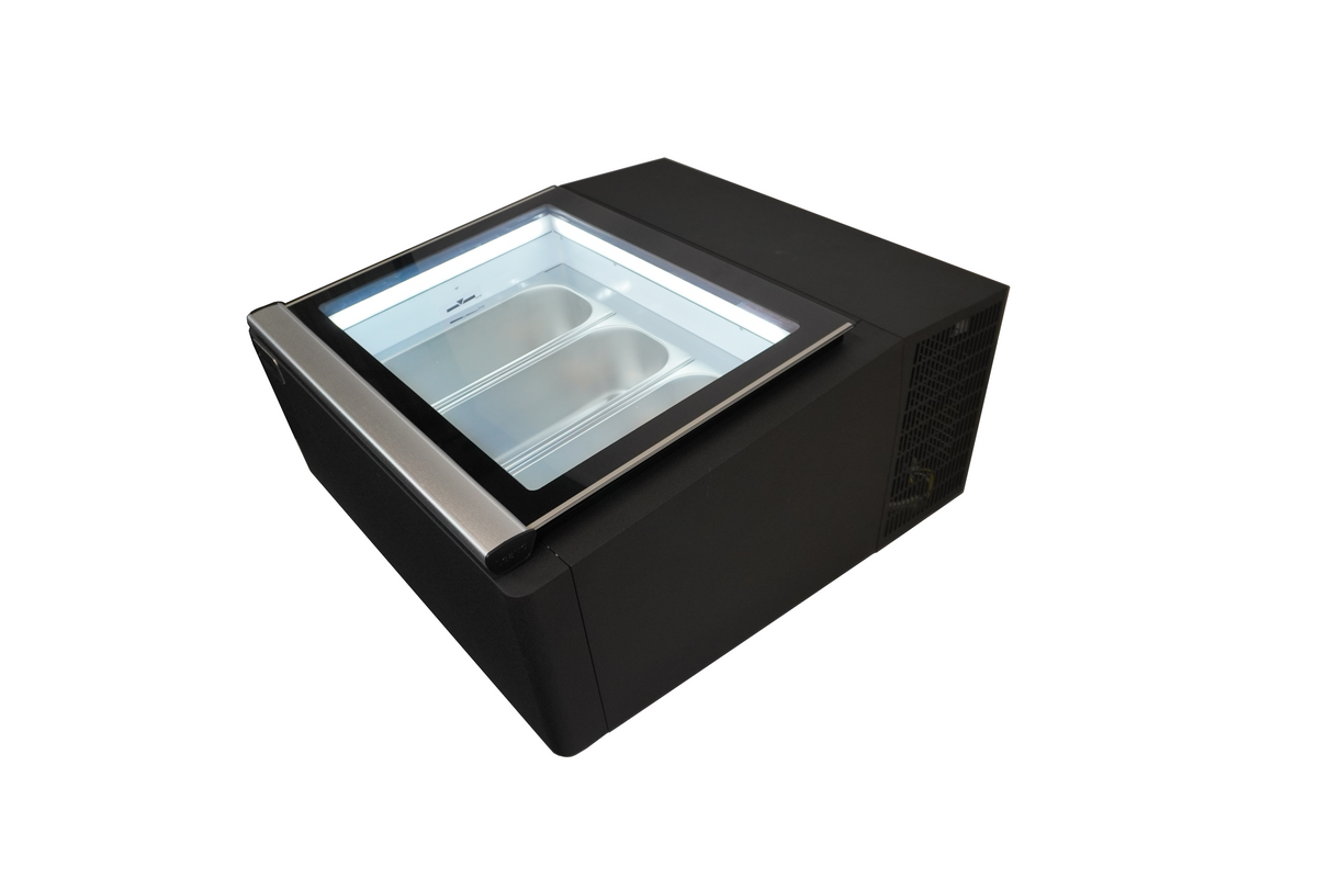 Countertop ice cream display case black opens on the operator side - Combisteel 7292.0010