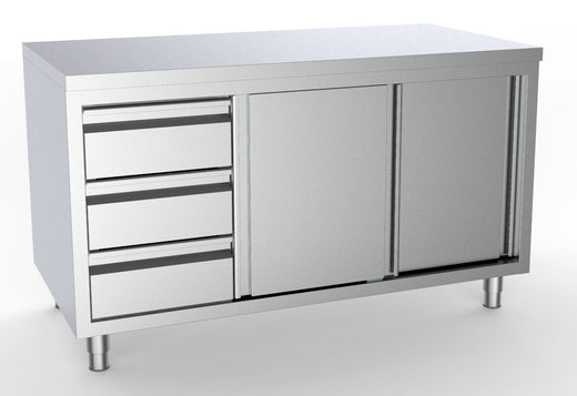 Werktafel schuifdeuren laden links - 1600x700 mm - Combisteel 7333.0250
