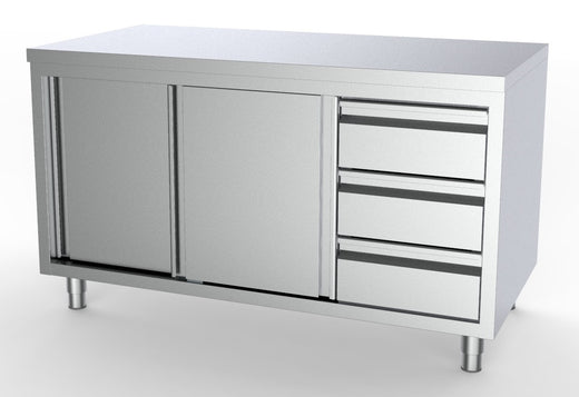 Werktafel schuifdeuren laden rechts - 1600x700 mm - Combisteel 7333.0258