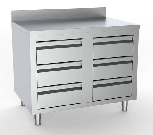 Werktafel met 6 laden rand - 1000x700 mm - Combisteel 7333.0286
