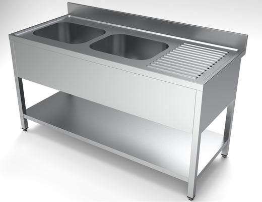 700 spoeltafel bodemschap 2 links 1600 - Combisteel 7333.0850