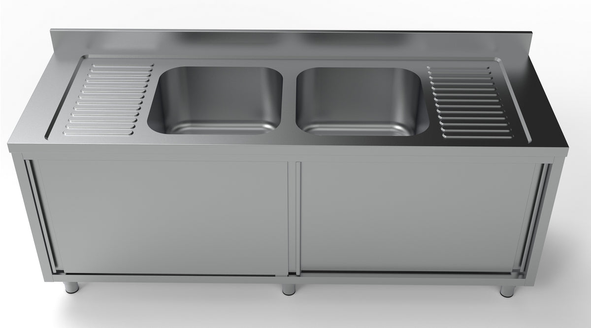 700 sink table sliding doors 2 centre 2000 - Combisteel 7333.0920