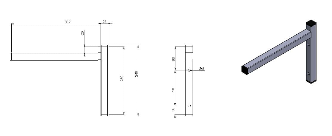 Fixed bracket single 300 - Combisteel 7412.0730