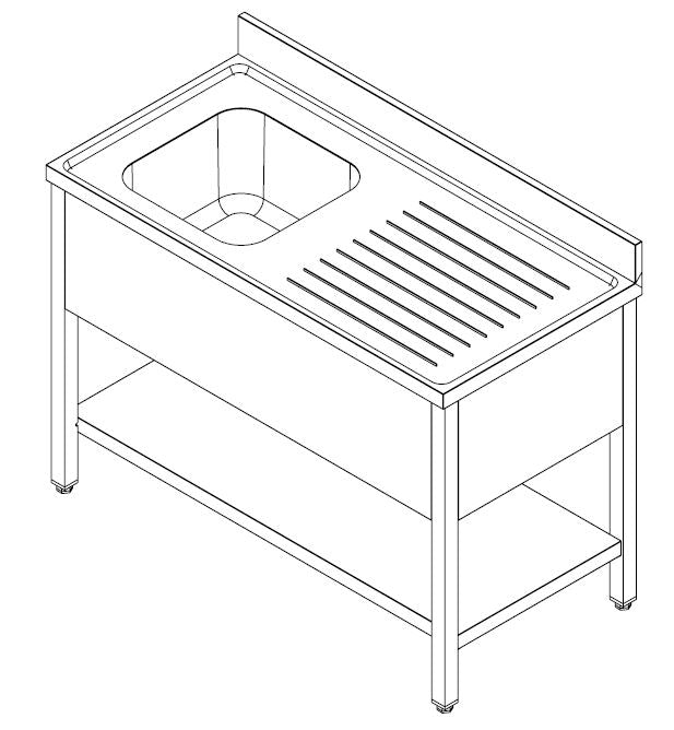 700 SPOELTAFEL BODEMSCHAP DEMONTABEL 1 LINKS 1400 - aanvullende productfoto 1