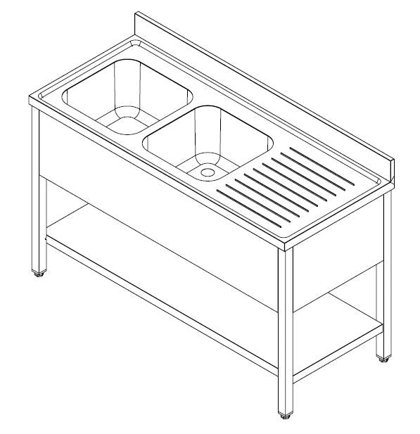 700 SPOELTAFEL BODEMSCHAP DEMONTABEL 2 LINKS 1600 - aanvullende productfoto 1