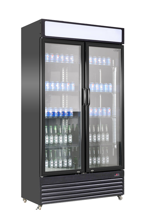 Koelkast 2 glasdeuren BEZ-780 gd zwart - Combisteel 7455.1394