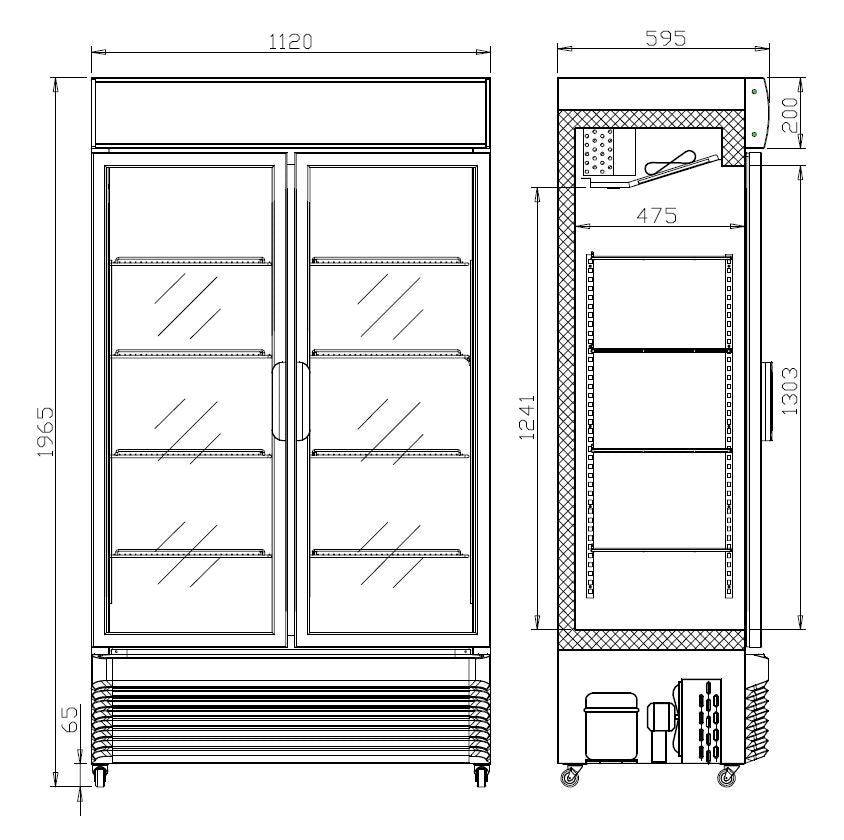 KOELKAST SCHUIF GLASDEUREN BEZ-750 SL - aanvullende productfoto 2