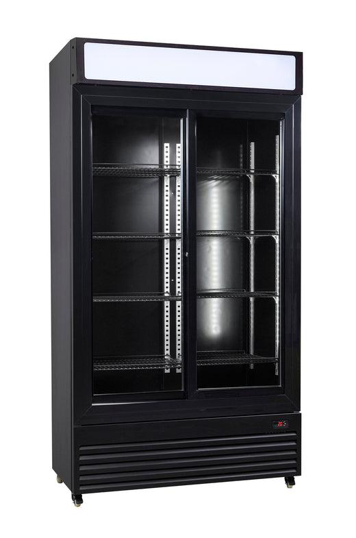 Koelkast schuif glasdeuren BEZ-780 sl zwart - Combisteel 7455.1398