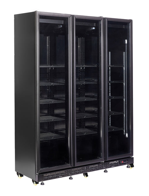 Koelkast 3 glasdeuren zwart NAP-1200 - Combisteel 7455.1920