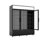KOELKAST 3 GLASDEUREN ZWART FCU-1200 BL - geopend
