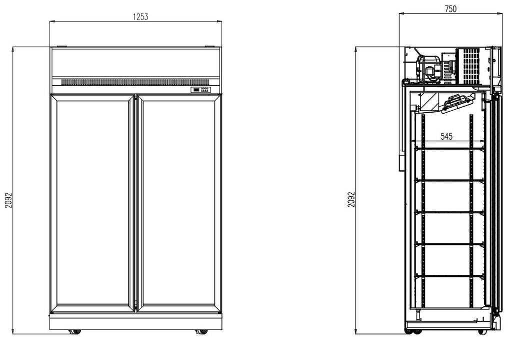KOELKAST 2 GLASDEUREN ZWART INS-1000R BL - aanvullende productfoto 1