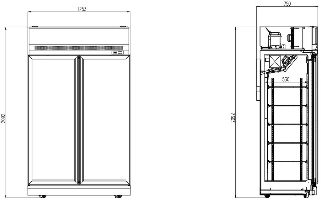 VRIESKAST 2 GLASDEUREN INS-1000F **Let op, er is sprake van een hogere inschakelstroom waardoor een automaat met C karakteristiek noodzakelijk is.** - aanvullende productfoto 1