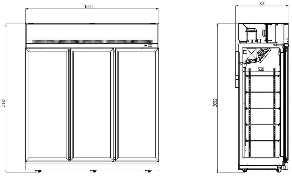 Freezer cabinet 3 glass doors INS-1530F - Combisteel 7455.2430