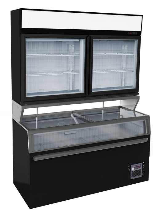 Wandvrieskast zwart 2 glasdeuren - Combisteel 7455.2530