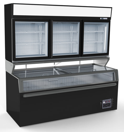 Wandvrieskast zwart 3 glasdeuren - Combisteel 7455.2535