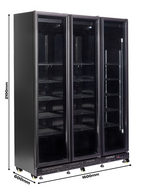 KOELKAST 3 GLASDEUREN ZWART NAP-1200 HT - MET DEURVERWARMING - aanvullende productfoto 8