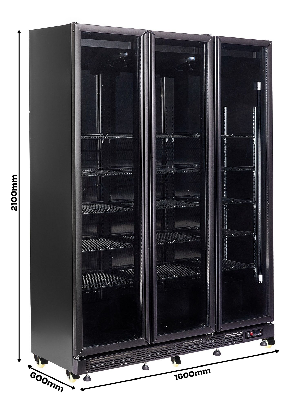 Refrigerator 3 glass doors black NAP-1200 ht - with door heating - Combisteel 7455.1925