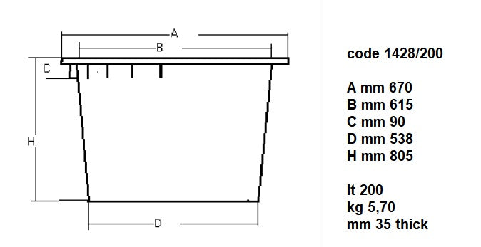 AFVALBAK 200L - aanvullende productfoto 1