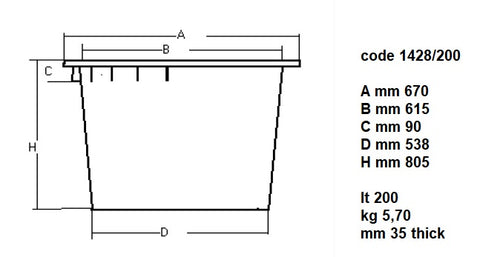 AFVALBAK 200L - aanvullende productfoto 1
